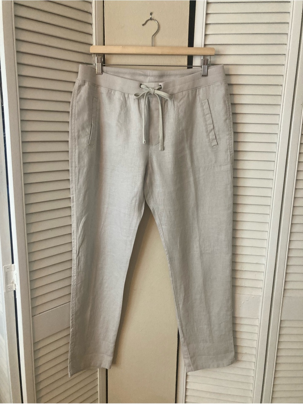 James Perse Linen Drawstring Utility Ankle Pants Tan Size 4